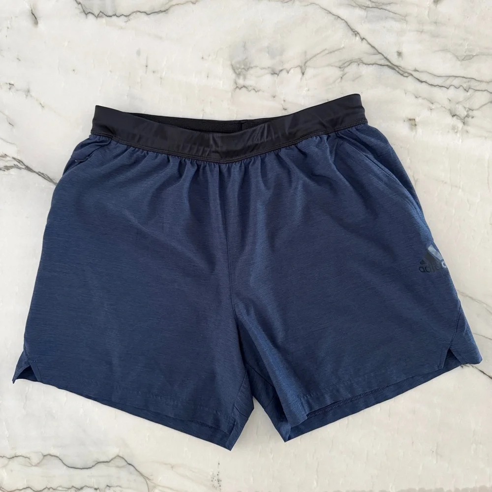 Adidas Aeroready Athletic Gym Shorts Zipper Pockets Navy Blue Men’s Large‎ Large